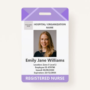 Purple Medical Doctor Nurse Aged Security Photo ID Badge