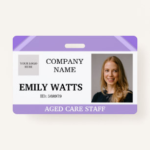 Purple Medical Nurse Aged Care Security Photo ID Badge