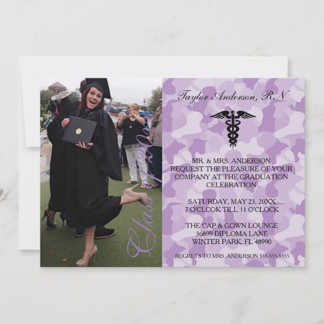 Purple Medical RN School Graduation Announcement (Front)