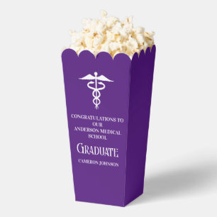 Purple Medical School Graduation Party Popcorn Favor Box