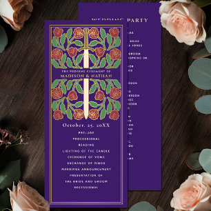 Purple Medieval Gold Floral Sword Royal Wedding Program