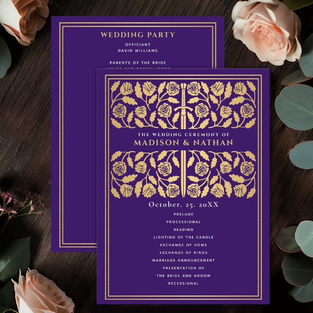 Purple Medieval Gold Sword Royal Wedding Program (Creator Uploaded)