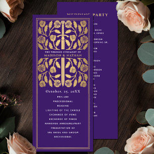 Purple Medieval Gold Sword Royal Wedding Program