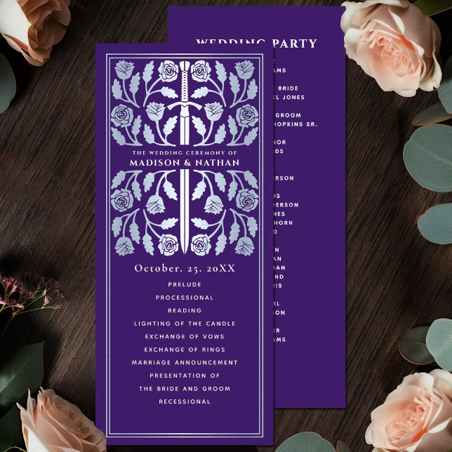 Purple Medieval Silver Sword Royal Wedding Program (Creator Uploaded)