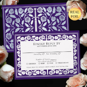 Purple Medieval Silver Sword Royal Wedding RSVP