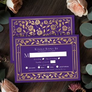 Purple Medieval Sword Wedding RSVP Enclosure Card