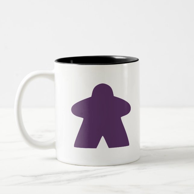 Purple Meeple Board Game Piece Two-Tone Coffee Mug (Left)