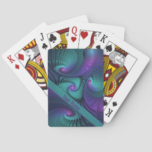 Purple Meets Turquoise Modern Abstract Art Name Playing Cards
