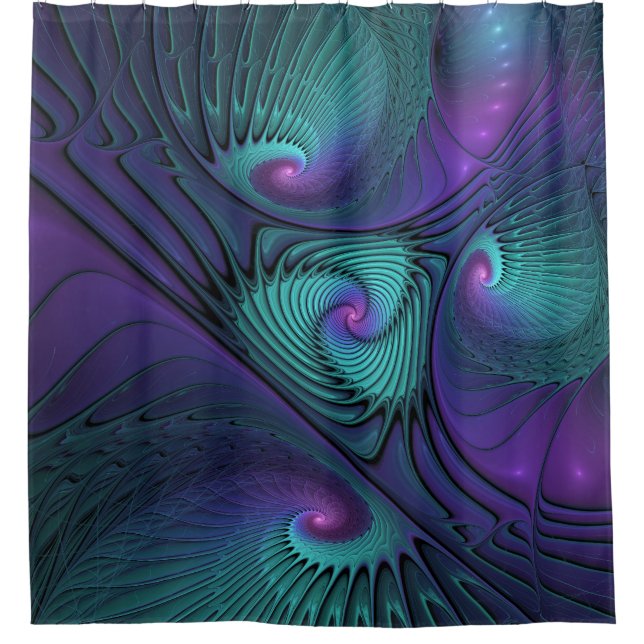 Purple meets Turquoise modern abstract Fractal Art (Front)
