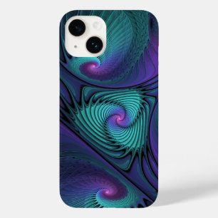 Purple Meets Turquoise Modern Abstract Fractal Art Case-Mate iPhone 14 Case