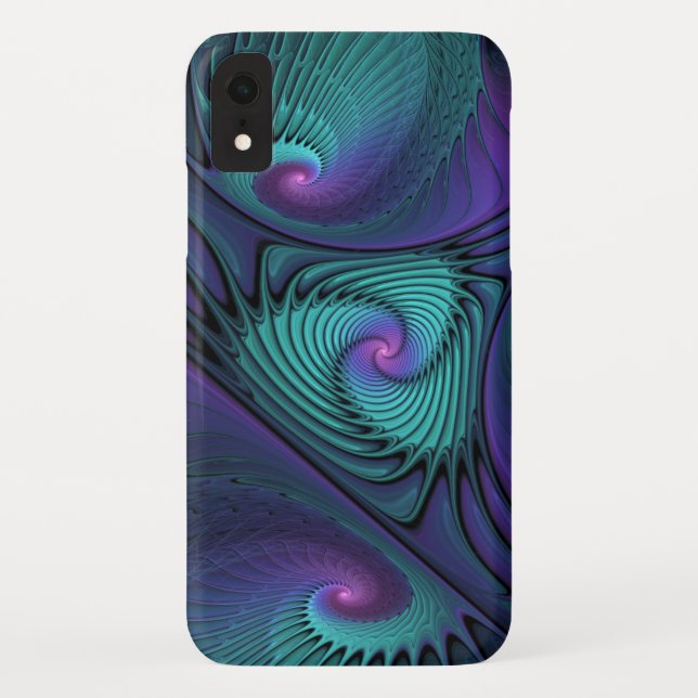 Purple meets Turquoise modern abstract Fractal Art Case-Mate iPhone Case (Back)