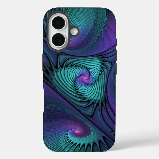 Purple meets Turquoise modern abstract Fractal Art Case-Mate iPhone Case (Back)