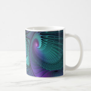 Purple meets Turquoise modern abstract Fractal Art Coffee Mug
