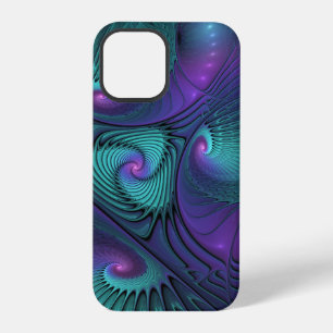 Purple Meets Turquoise Modern Abstract Fractal Art iPhone 12 Pro Case