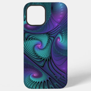 Purple Meets Turquoise Modern Abstract Fractal Art iPhone 12 Pro Max Case