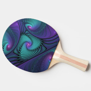 Purple meets Turquoise modern abstract Fractal Art Ping Pong Paddle