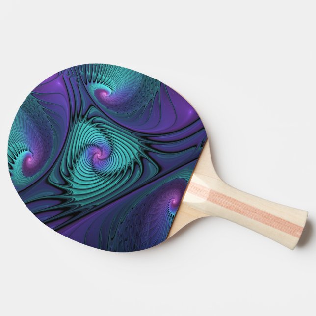 Purple meets Turquoise modern abstract Fractal Art Ping Pong Paddle (Side)