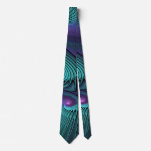 Purple meets Turquoise modern abstract Fractal Art Tie