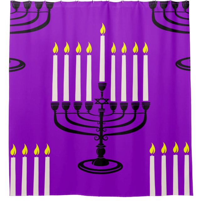 purple menorah hanukkah jewish print (Front)