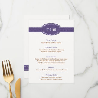 Purple Menu Card, Caroline Wedding Collection