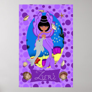 Purple Merfaery and Dolphin Print