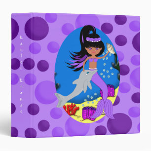 Purple Mermaid and Dolphin Avery Binder 1 1/2"