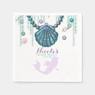 Purple Mermaid Beach Bling Birthday Party Custom Napkin