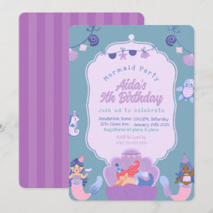 Purple Mermaid Birthday Invitation