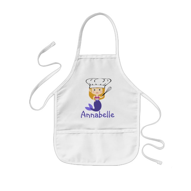 Purple Mermaid Chef Personalize Kids Apron (Front)