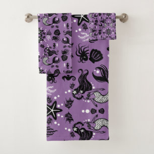 Purple Mermaid Fantasy Bath Towel Set