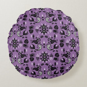Purple Mermaid Fantasy Round Pillow