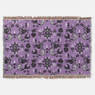 Purple Mermaid Fantasy Throw Blanket