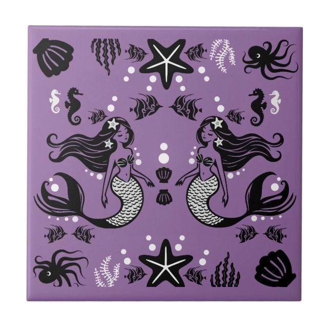 Purple Mermaid Fantasy Tile (Front)