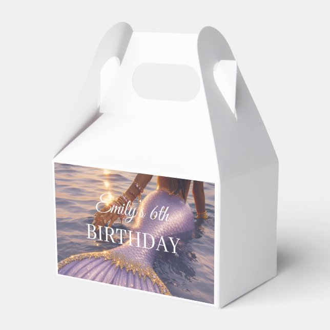 purple mermaid favour boxes  || customizable  (Front Side)