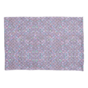 Purple Mermaid Fish Scales Holographic Elegant Pillowcase