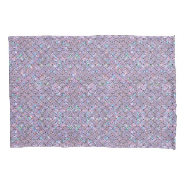 Purple Mermaid Fish Scales Holographic Elegant Pillowcase (Front)