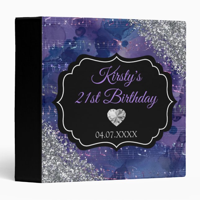Purple Mermaid Glitter Birthday Photo Album  Binder (Front/Spine)