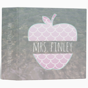 Purple Mermaid Ocean Apple Personalized Teacher Binder