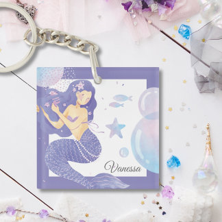Purple Mermaid Party Adventure Keychain