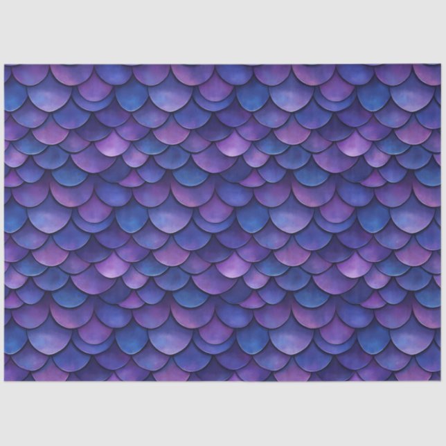 Purple Mermaid Scale Pattern Tissue Paper (Front)