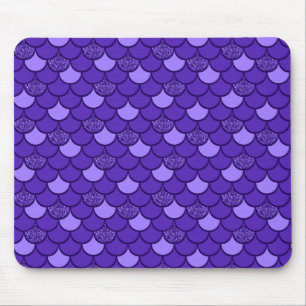 Purple mermaid scale with glitter effect mouse pad