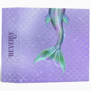 Purple Mermaid Scales and Tail Personalized Binder