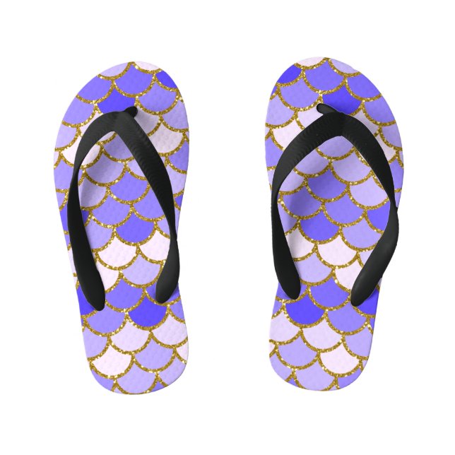 Purple Mermaid Scales Kid's Flip Flops (Footbed)