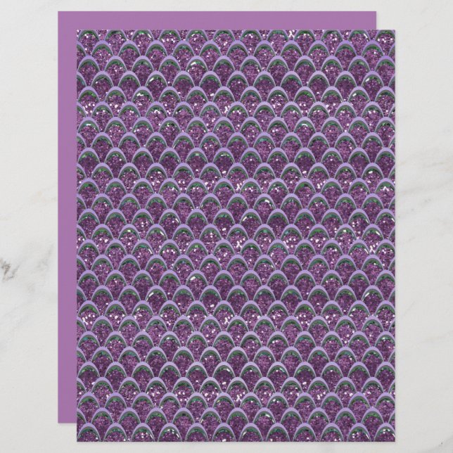 Purple Mermaid Scrapbook Paper (Front/Back)