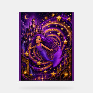 Purple Mermaid Star Spiral Fantasy Castle Art   Ma Acrylic Sign