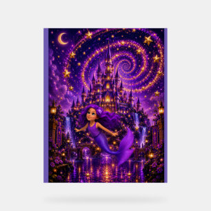 Purple Mermaid Star Spiral Fantasy Castle Art   Ma Acrylic Sign