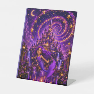Purple Mermaid Star Spiral Fantasy Castle Art | Ma Pedestal Sign