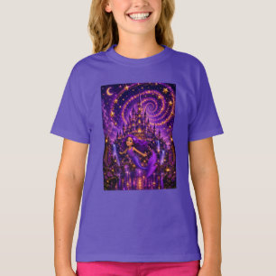 Purple Mermaid Star Spiral Fantasy Castle Art   Ma T-Shirt