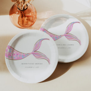 Purple Mermaid Tail Birthday Paper Plates