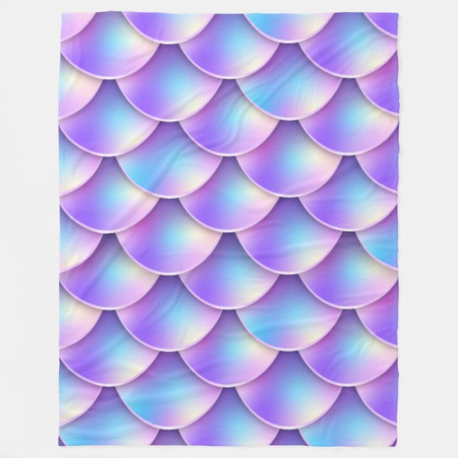 purple mermaid tail fleece blanket (Front)